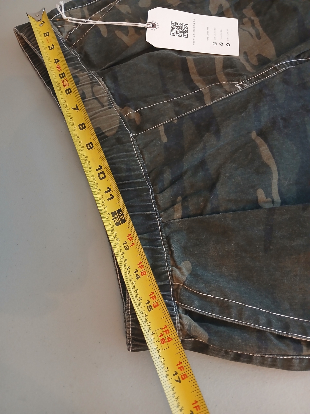 Olive Green & Tan Camo Wide Leg Elastic Waist Cargo Pants L New! - Picture 5 of 10